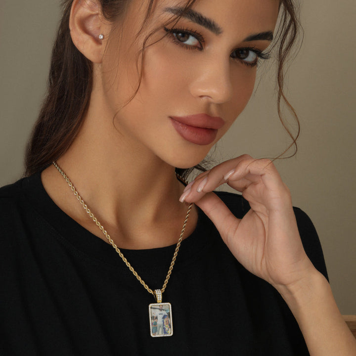 Personalized Photo Pendant With Micro-Set Zirconia