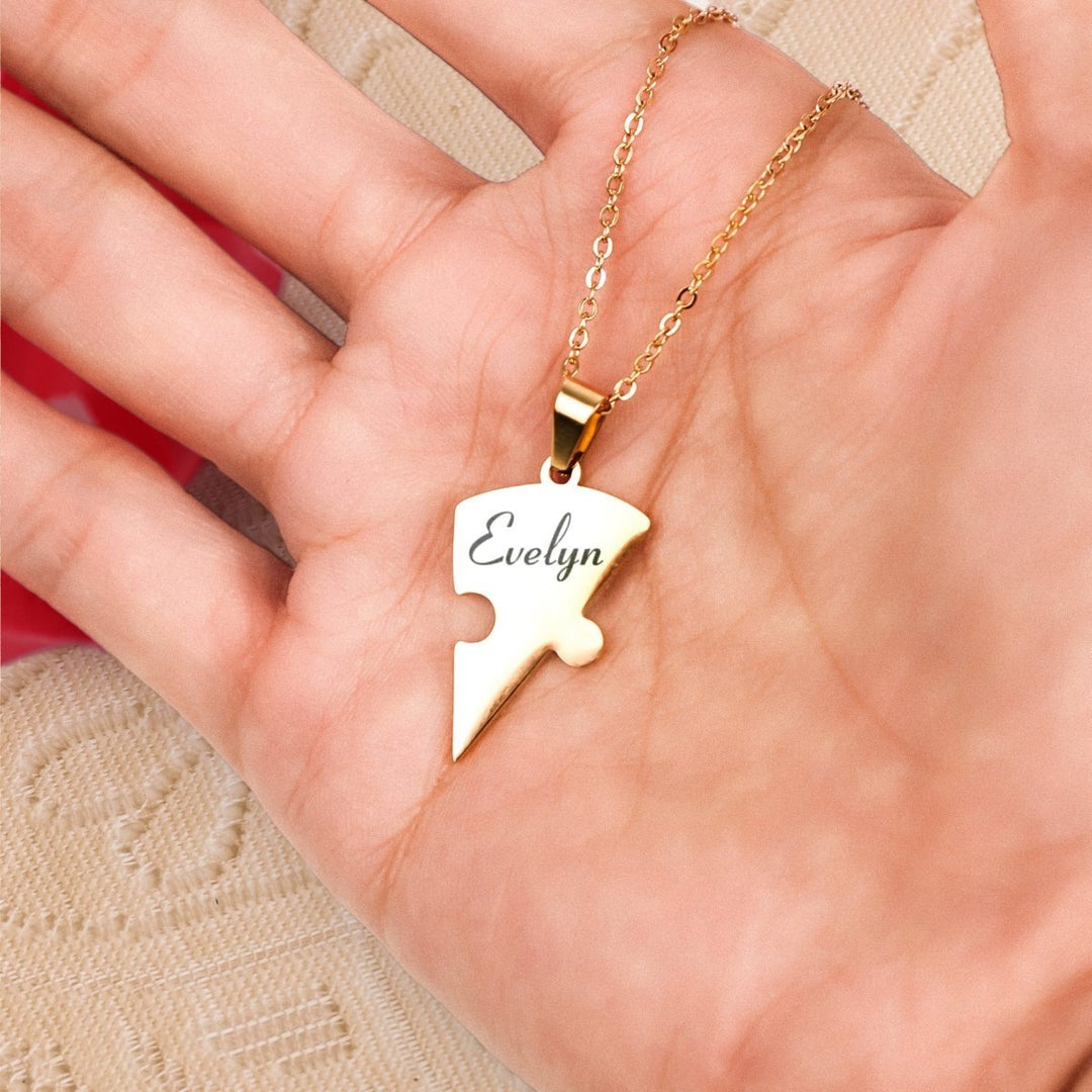 Friendship Puzzle Hearts Name Necklace – Where Love & Friendship Intertwine - Canvasgiftco