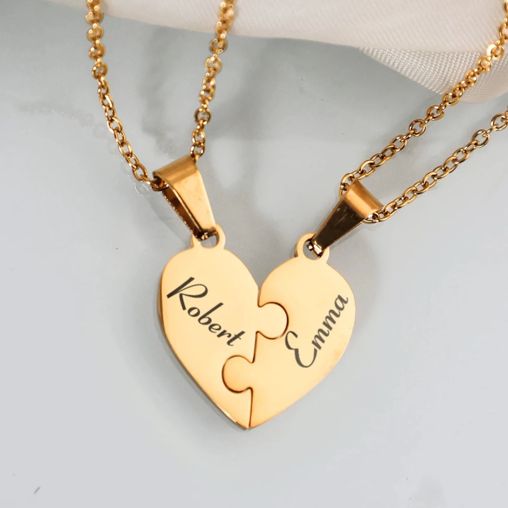 Friendship Puzzle Hearts Name Necklace – Where Love & Friendship Intertwine - Canvasgiftco
