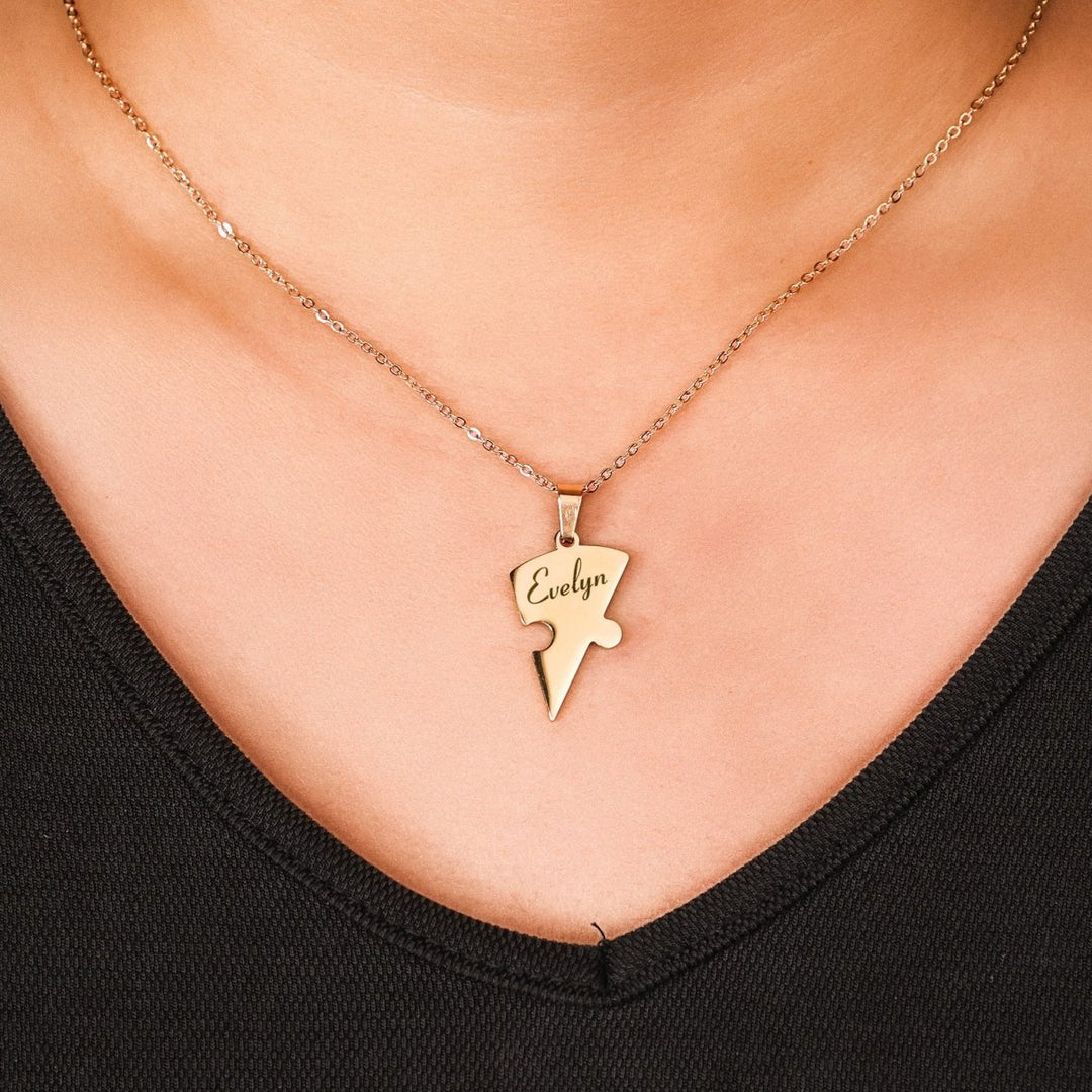 Friendship Puzzle Hearts Name Necklace – Where Love & Friendship Intertwine - Canvasgiftco
