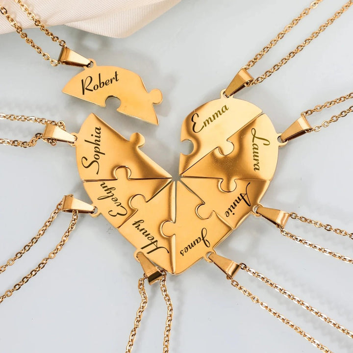Friendship Puzzle Hearts Name Necklace – Where Love & Friendship Intertwine - Canvasgiftco