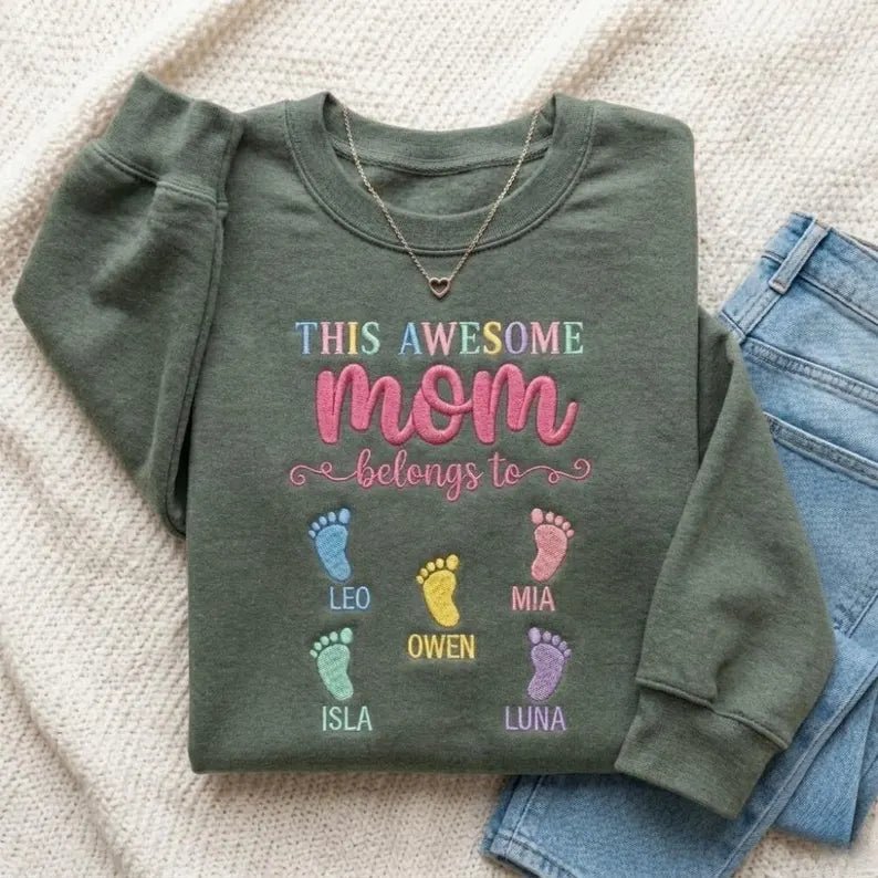 "Great Mom – Proof in Every Stitch" Custom Embroidered Hoodie - Canvasgiftco