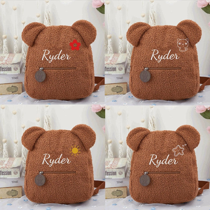 Personalised Fluffy Teddy  Bear Kids Backpack