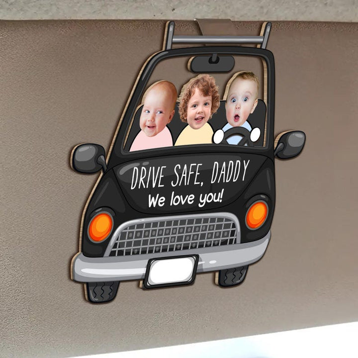 Custom Personalized Photo Wooden Car Sun Visor Clip - Father's Day Gift