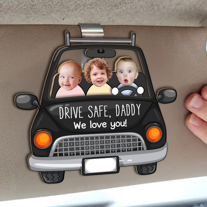 Custom Personalized Photo Wooden Car Sun Visor Clip - Father's Day Gift