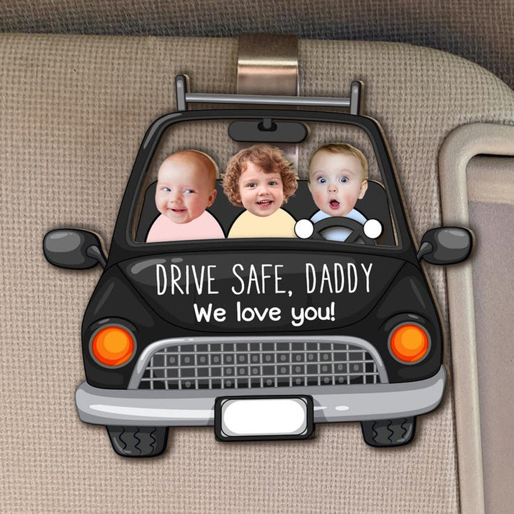 Custom Personalized Photo Wooden Car Sun Visor Clip - Father's Day Gift