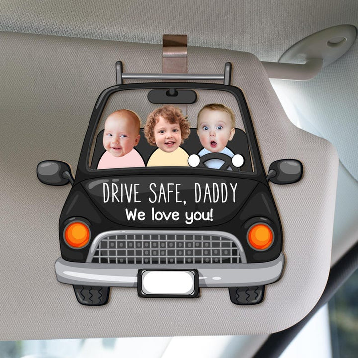 Custom Personalized Photo Wooden Car Sun Visor Clip - Father's Day Gift