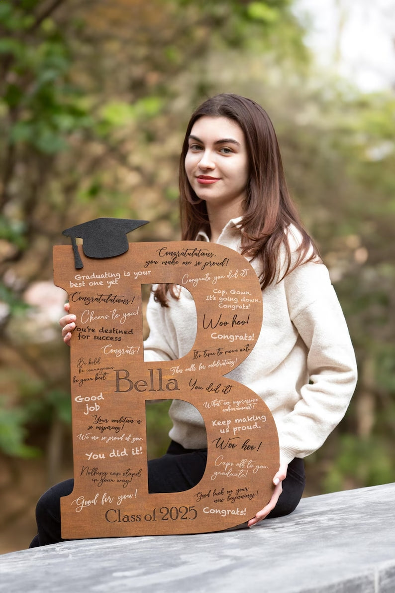 Graduation Sign Class of 2026, Graduation Guest Book Alternative, Personalized Wooden Sign, Graduation Party Sign Letter Guestbook