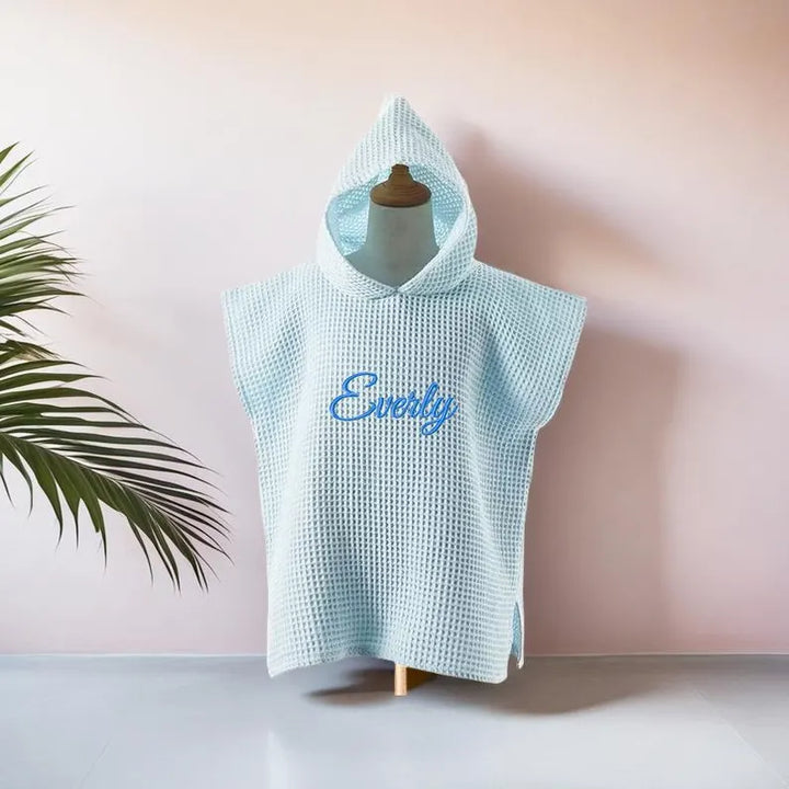 Personalized Embroidery Kids Waffle Bathrobe Cape - Suitable For Children Aged 2-7
