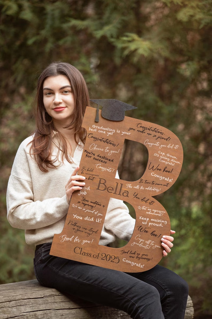 Graduation Sign Class of 2026, Graduation Guest Book Alternative, Personalized Wooden Sign, Graduation Party Sign Letter Guestbook