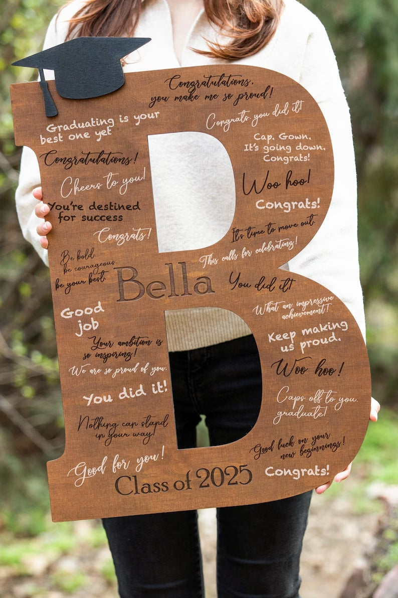 Graduation Sign Class of 2026, Graduation Guest Book Alternative, Personalized Wooden Sign, Graduation Party Sign Letter Guestbook