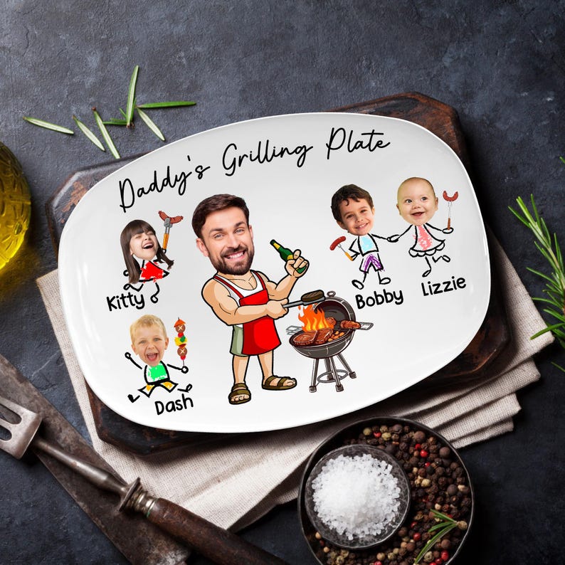 Customized Barbecue Platter With Child's Name Printed On It As Father's Day Gift