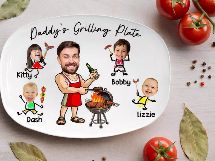 Customized Barbecue Platter With Child's Name Printed On It As Father's Day Gift