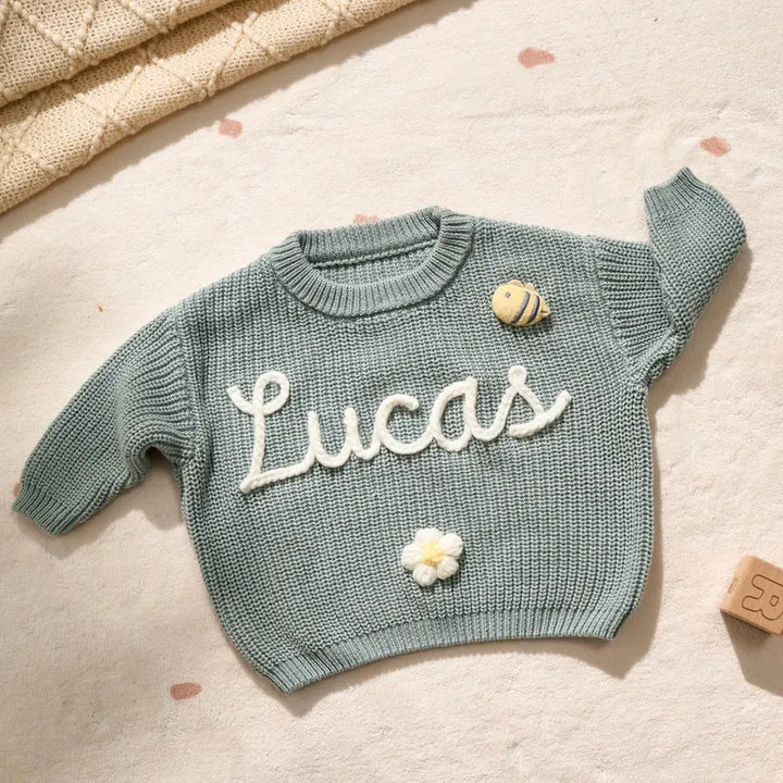 Personalized Hand Embroidered Baby Sweater