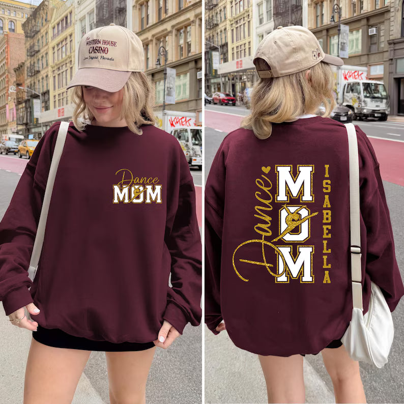 Personalized Glitter Sports Mom Sweatshirt