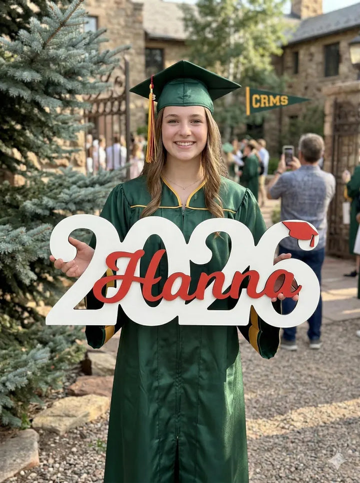 "Cap & Diploma" Personalized Graduation Nameplates – Celebrate the Class of 2026