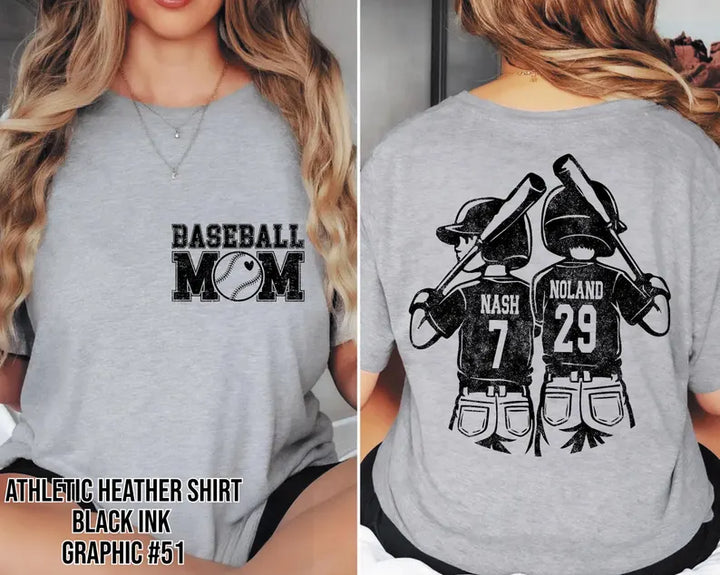 Customized Baseball Mom Shirt – Player Graphic, Your Name & Number