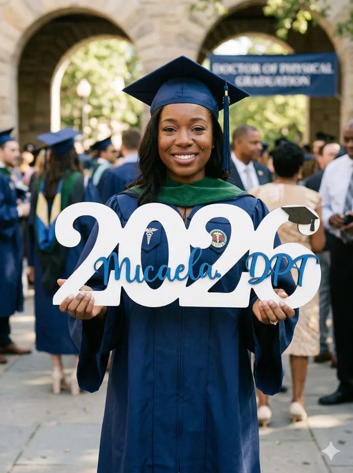 "Cap & Diploma" Personalized Graduation Nameplates – Celebrate the Class of 2026