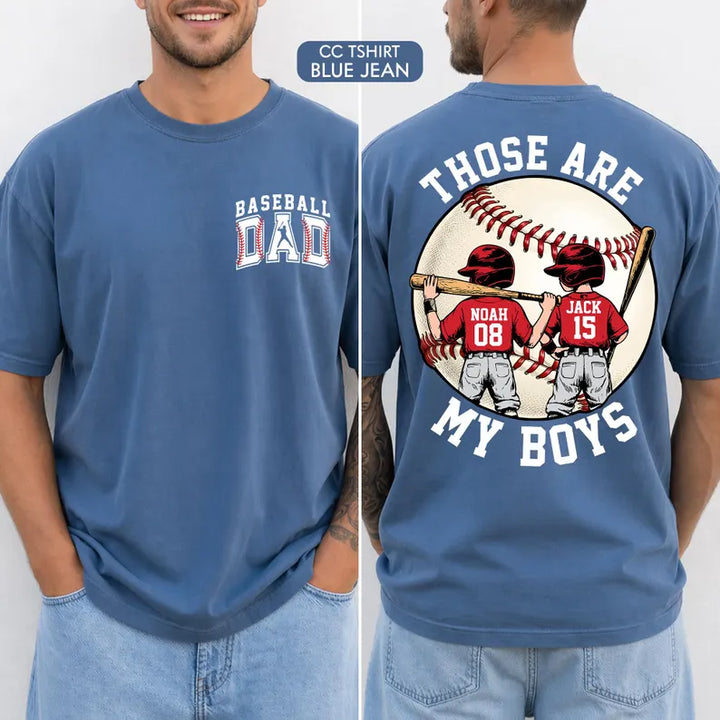 Personalized Baseball Dad Shirt – Two Player Design, Custom Name & Number