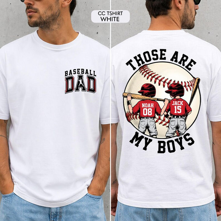 Personalized Baseball Dad Shirt – Two Player Design, Custom Name & Number