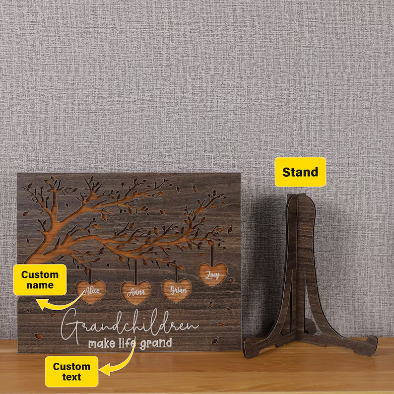 Personalized Grandchildren Sign - Custom Family Tree With Kids Names