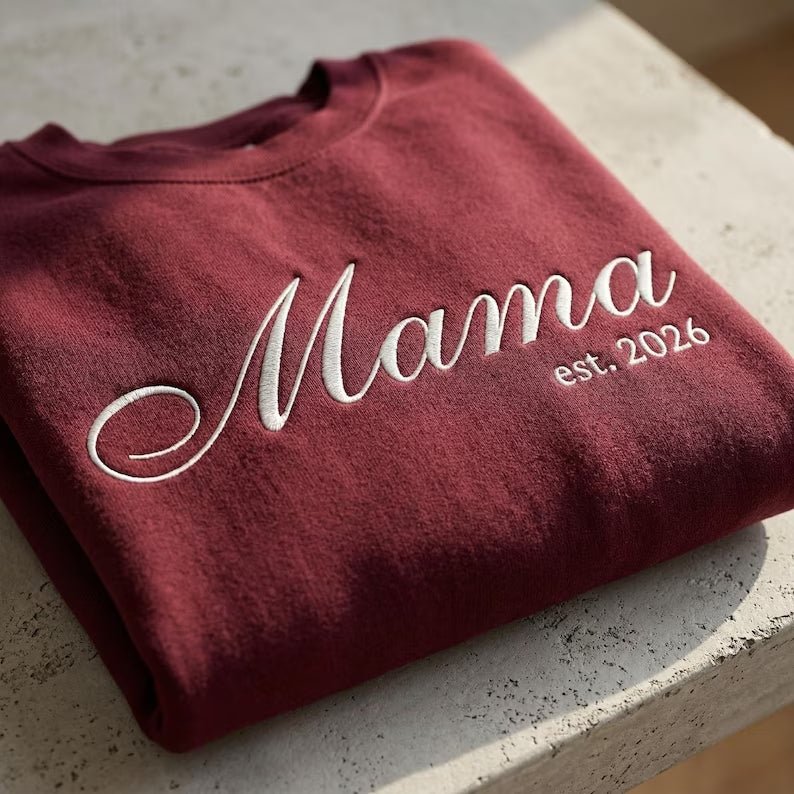 "Mom, Starting in 2026" Personalized Embroidered Sweatshirt - Canvasgiftco