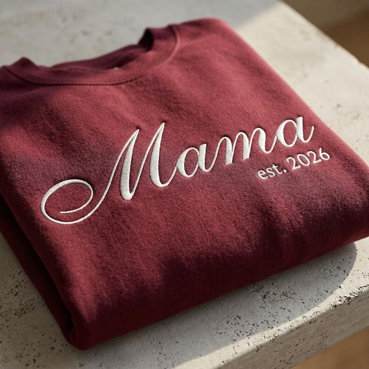 "Mom, Starting in 2026" Personalized Embroidered Sweatshirt - Canvasgiftco