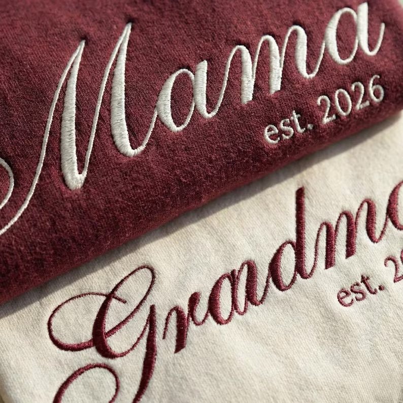 "Mom, Starting in 2026" Personalized Embroidered Sweatshirt - Canvasgiftco