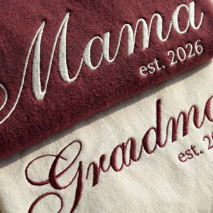 "Mom, Starting in 2026" Personalized Embroidered Sweatshirt - Canvasgiftco