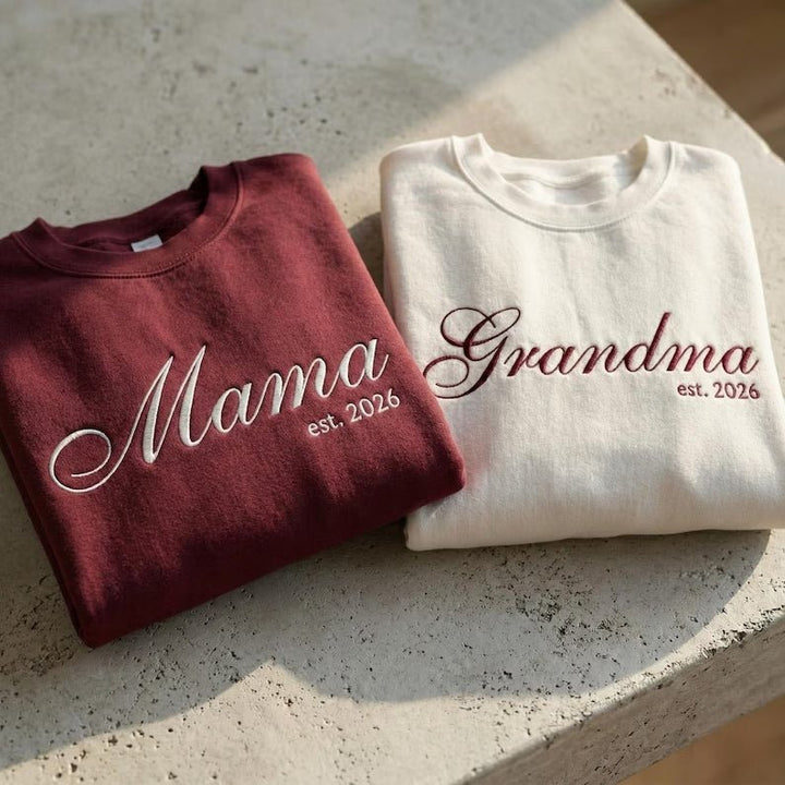 "Mom, Starting in 2026" Personalized Embroidered Sweatshirt - Canvasgiftco