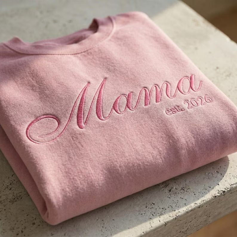 "Mom, Starting in 2026" Personalized Embroidered Sweatshirt - Canvasgiftco