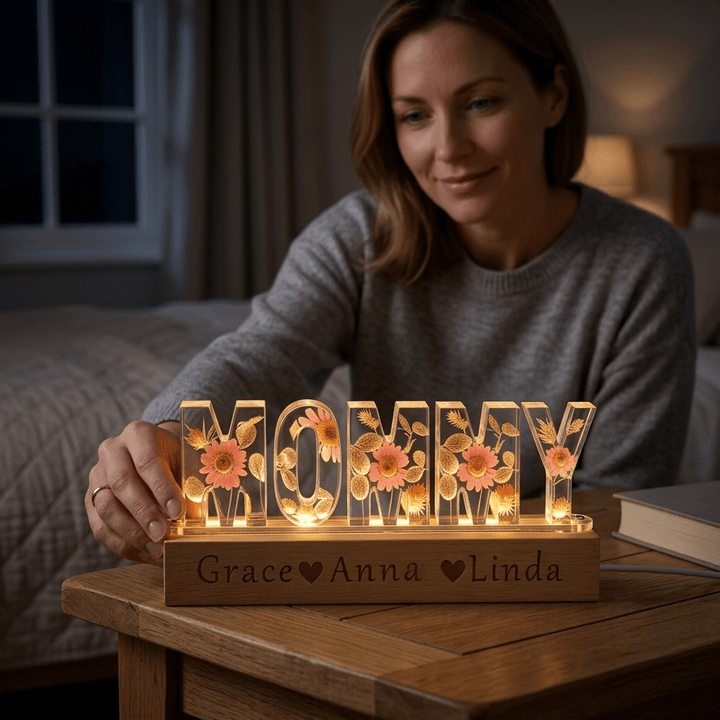 "Mom's Glow" Personalized Mother's Day Night Light - Handmade - Canvasgiftco