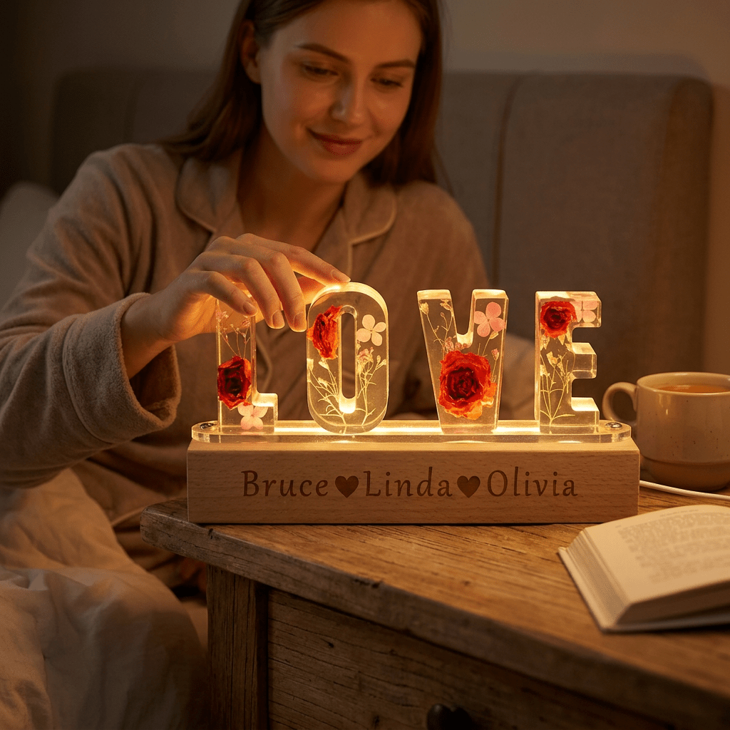 "Mom's Glow" Personalized Mother's Day Night Light - Handmade - Canvasgiftco