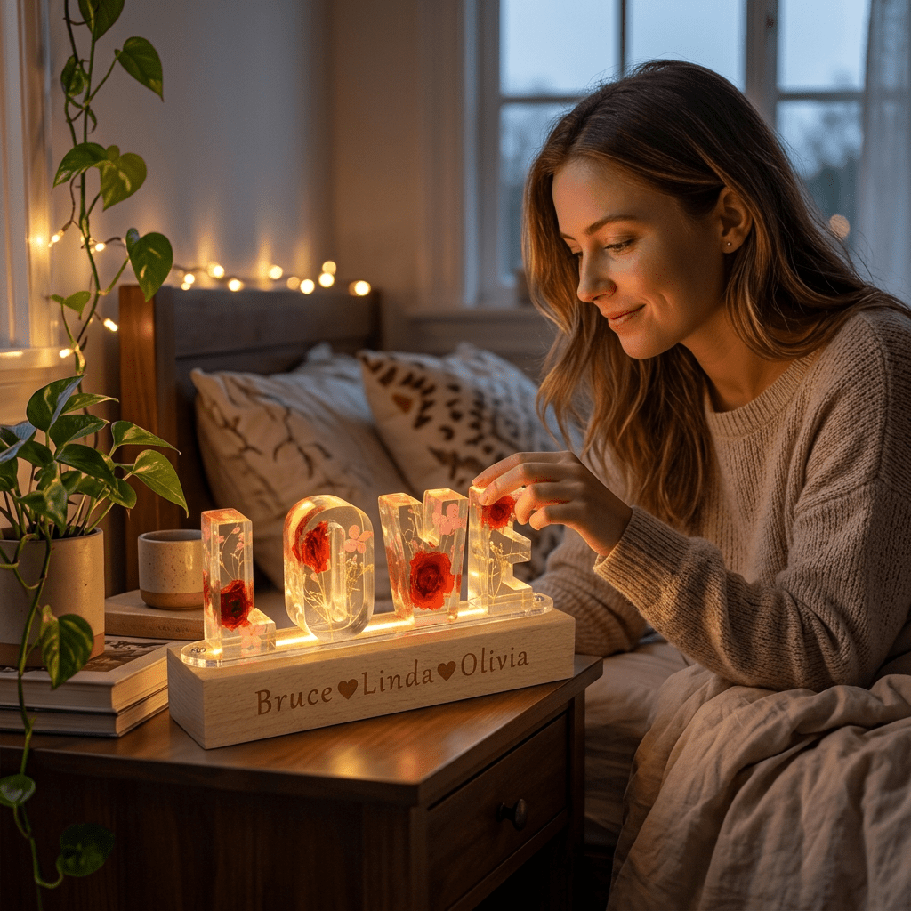 "Mom's Glow" Personalized Mother's Day Night Light - Handmade - Canvasgiftco