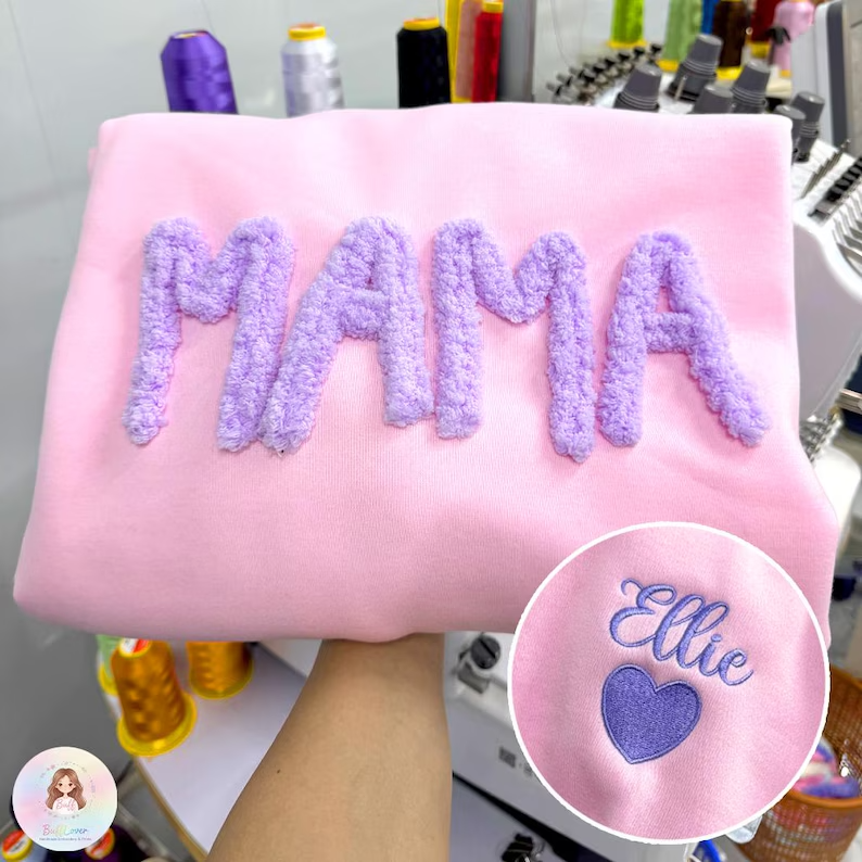 "Mom's Luxe" Personalized Chenille Embroidered Sweatshirt - Canvasgiftco