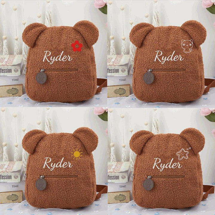 Personalised Fluffy Teddy Bear Kids Backpack - Canvasgiftco