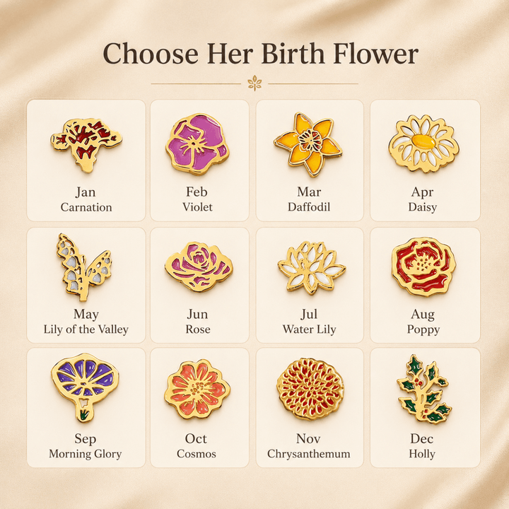 Personalized Birth Flower Dangle Earrings, Custom 1–5 Birth Month Flower Earrings, Meaningful Birthday Gift for Mom Grandma - Canvasgiftco