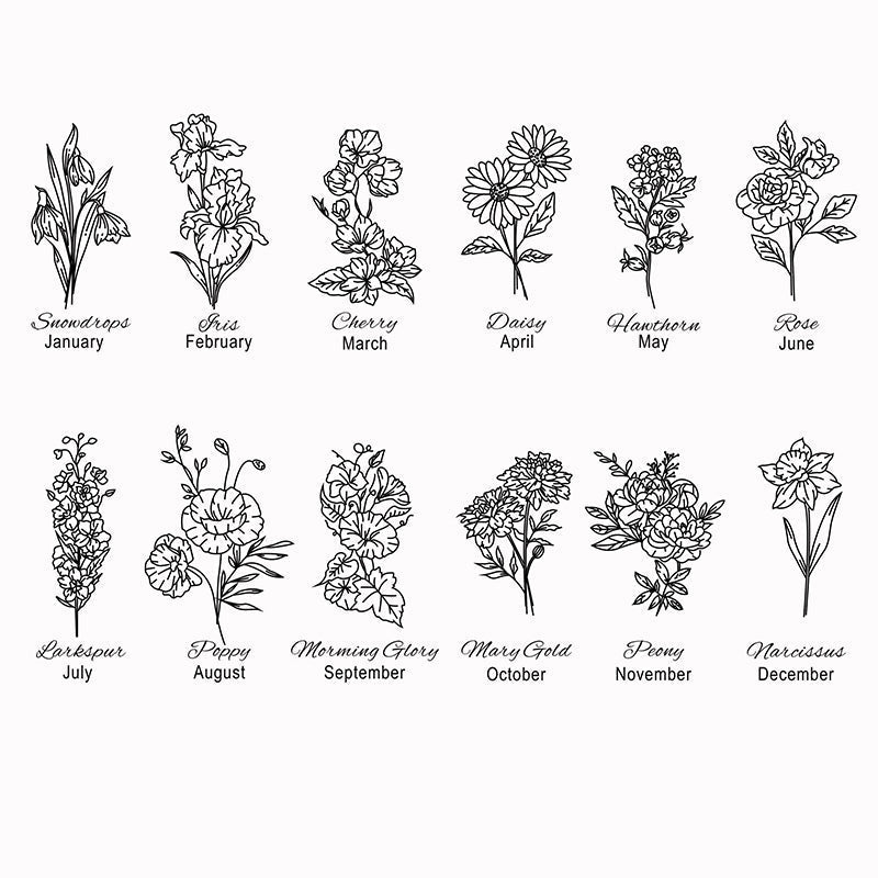 Personalized Birth Flower Mirror Lamp With Name - Canvasgiftco