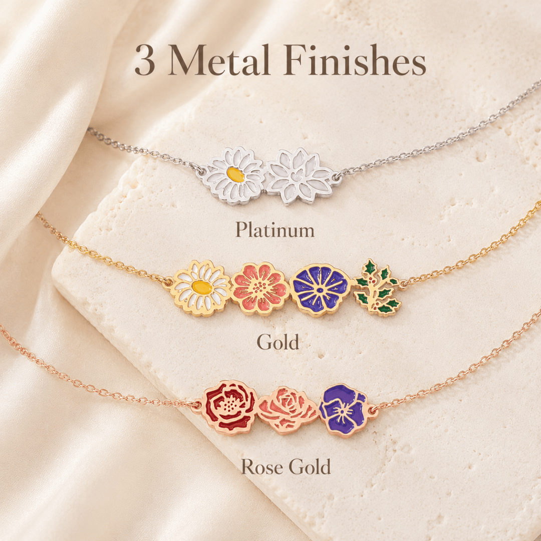 Personalized Birth Flower Necklace for Mom Grandma - Canvasgiftco