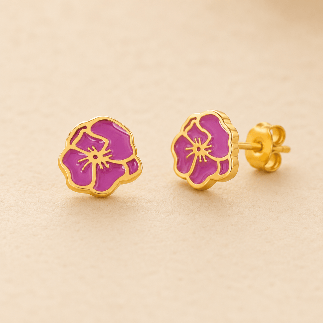 Personalized Birth Flower Stud Earrings for Her - Canvasgiftco