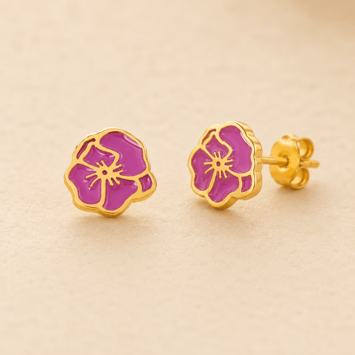 Personalized Birth Flower Stud Earrings for Her - Canvasgiftco