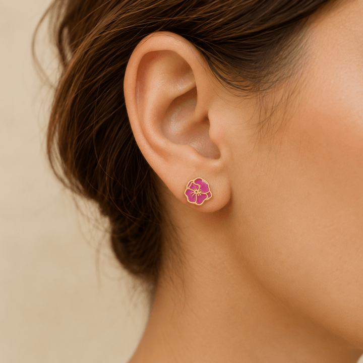 Personalized Birth Flower Stud Earrings for Her - Canvasgiftco