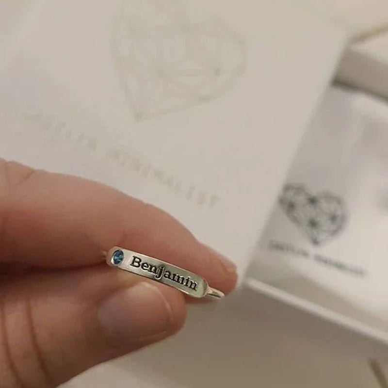 Personalized Birthstone Name Memorial Ring - Canvasgiftco