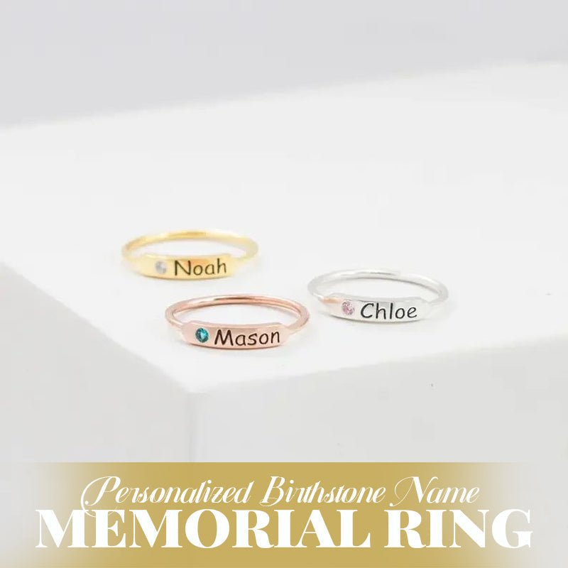 Personalized Birthstone Name Memorial Ring - Canvasgiftco
