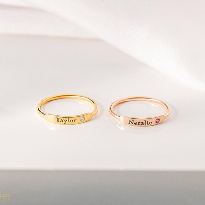 Personalized Birthstone Name Memorial Ring - Canvasgiftco