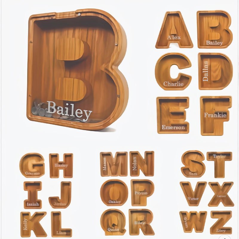 Personalized Boys/Girls Piggy Bank - Wood Gift For Kids - Canvasgiftco