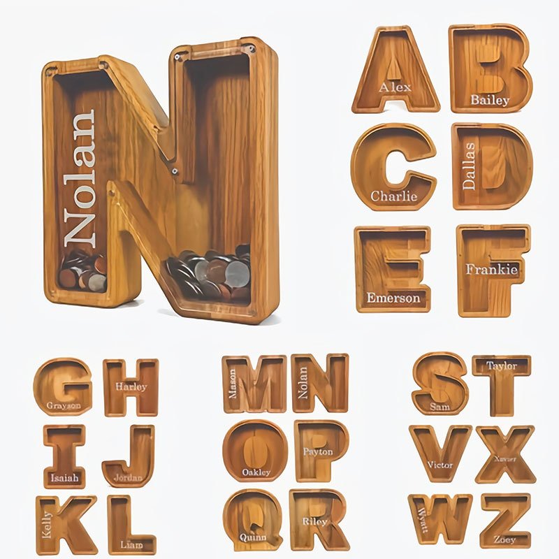 Personalized Boys/Girls Piggy Bank - Wood Gift For Kids - Canvasgiftco