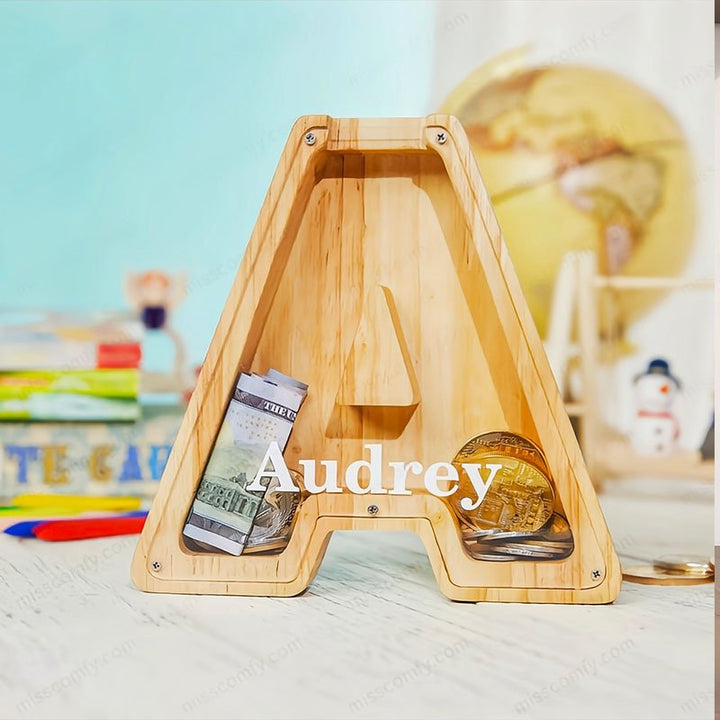 Personalized Boys/Girls Piggy Bank - Wood Gift For Kids - Canvasgiftco