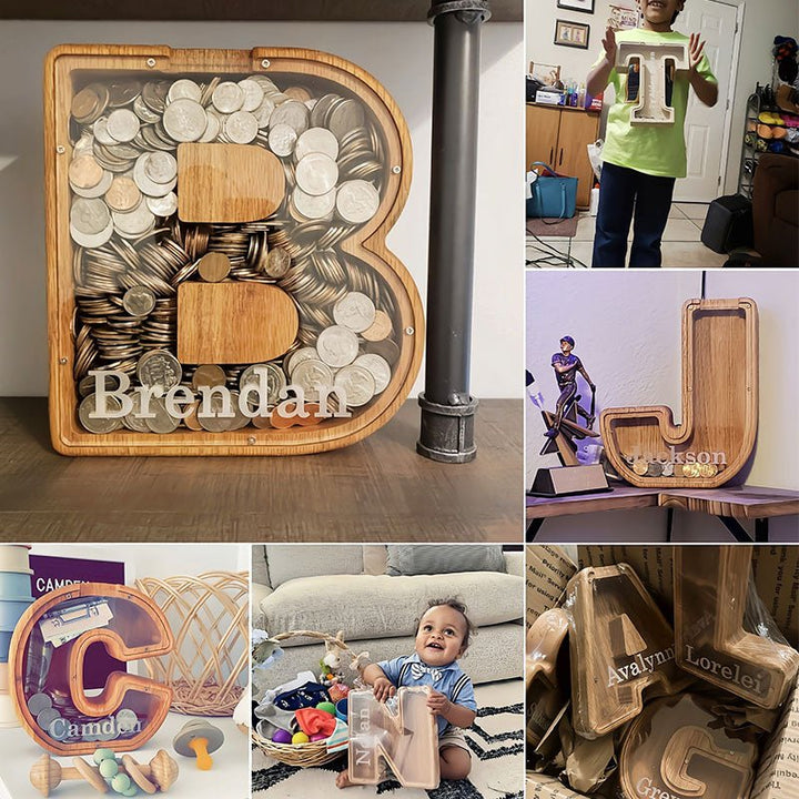 Personalized Boys/Girls Piggy Bank - Wood Gift For Kids - Canvasgiftco