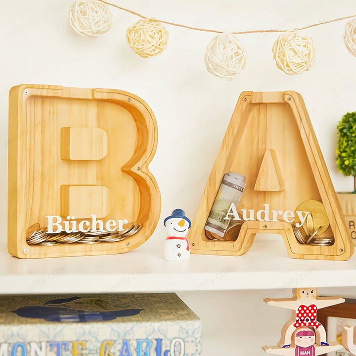 Personalized Boys/Girls Piggy Bank - Wood Gift For Kids - Canvasgiftco
